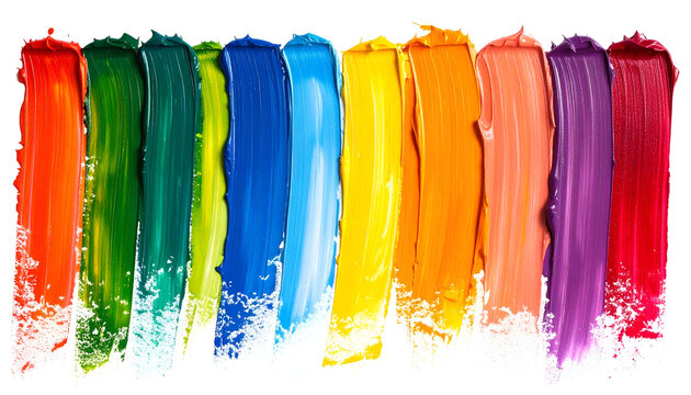 A vibrant spectrum of thick paint strokes, displaying the colors of the rainbow