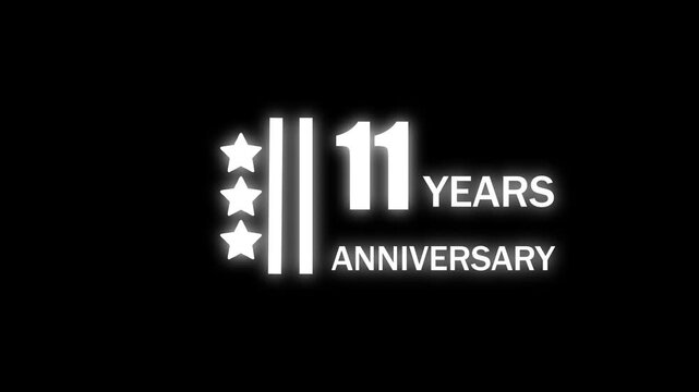 Minimalist 11th Anniversary Celebration Countdown Clock with Stars and Typography on Dark Background