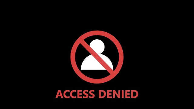 Flashing access denied warning icon animation. 4K Video