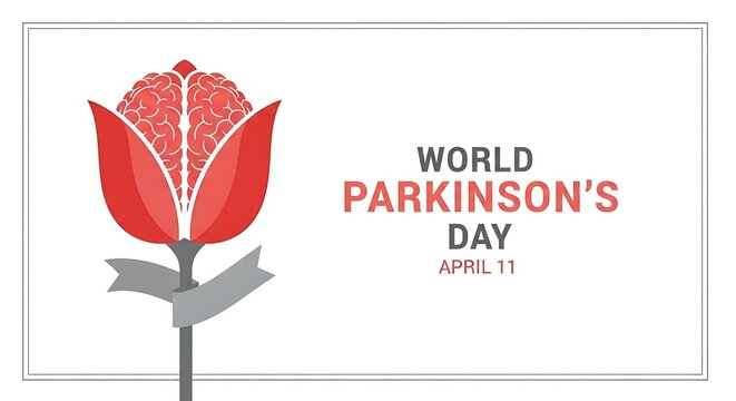 World parkinson's day awareness red tulip illustration