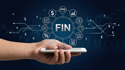Obraz premium fintech, finance, technology, digital banking, investment, mobile payment, cryptocurrency concept on smartphone interface for business innovation and global economic trading growth.
