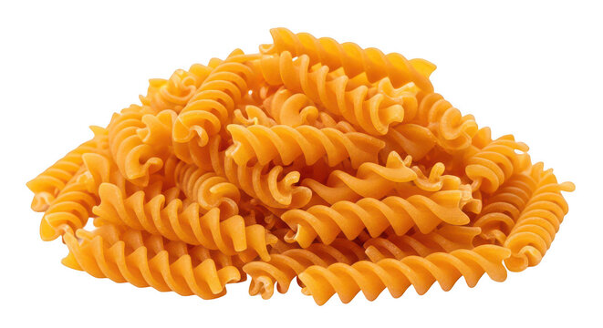 Rigatoni pasta on transparent background, Fusilli noodles, Spiral shaped Italian food