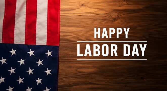 Happy labor day celebration with american flag background