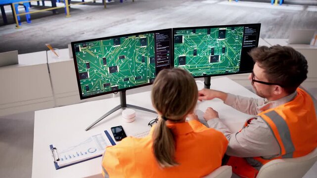 Electronics Engineer And Technician Collaboratively Design Multilayer PCB