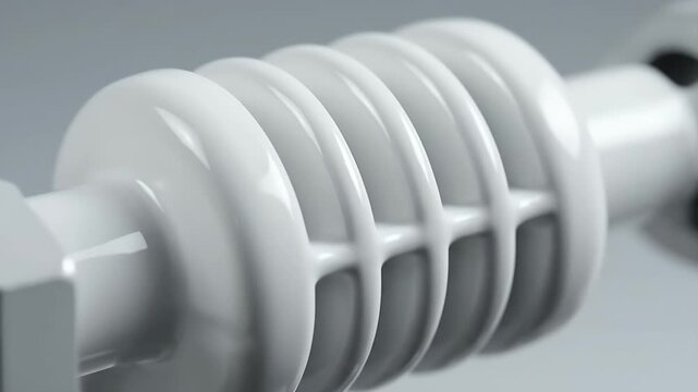 Close Up Polished White Ribbed Industrial Insulator Component