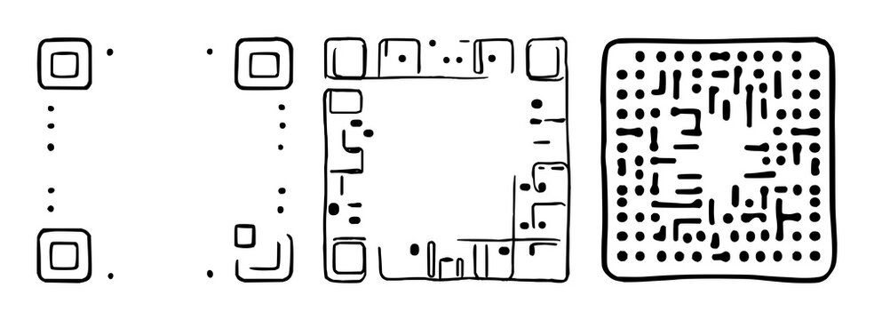 QR code frame set with scannable square patterns featuring digital, cyber, internet with technology and scan