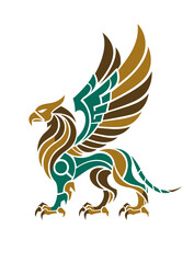 Fototapeta premium Articulated Biomechanical Griffin layered colors 3D depth high-resolution POD commercial