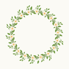 Fototapeta premium Mixed Wildflower and Daisy Spring Wreath for Rustic Wedding and Natural Product Marketing