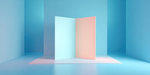 Obraz premium Minimalist Interior Scene With Geometric Shapes And Soft Lighting