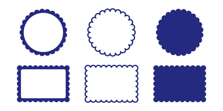 Scalloped Frames Circle Square Vector