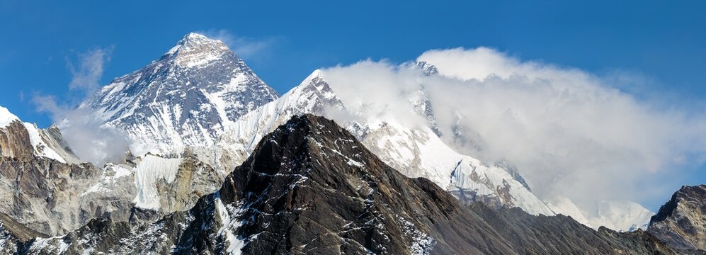 Mount Everest and Mount Lhotse Nepal Himalaya mountain