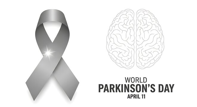 World parkinson's day awareness ribbon and brain illustration