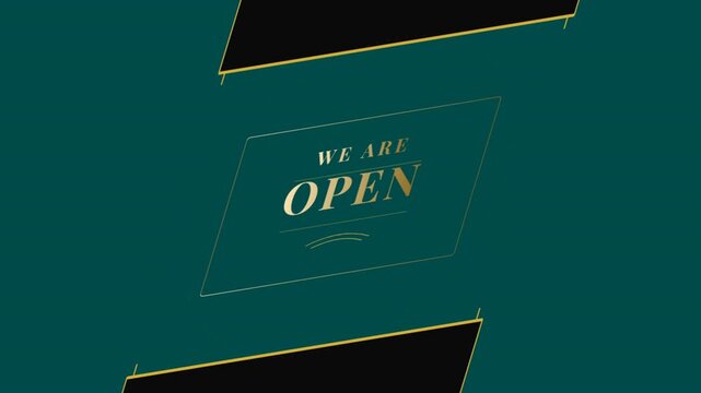 We Are Open Greeting with Elegant Geometric Borders