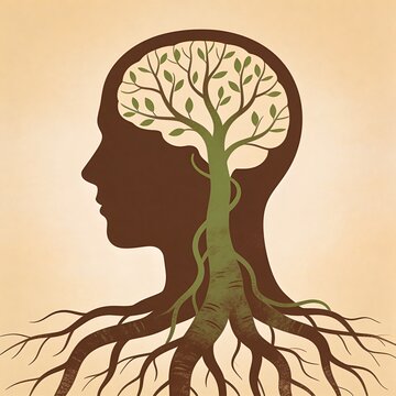 human mind nature roots growth balance mental health concept