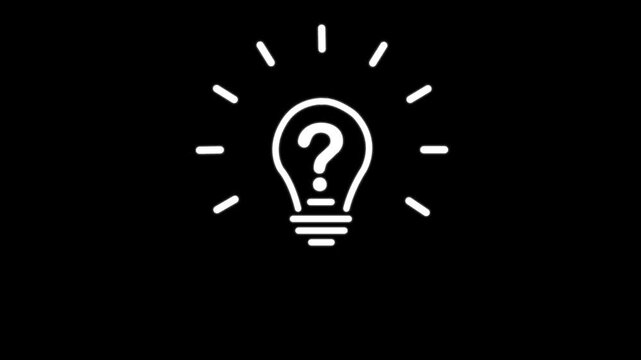 Glowing Light Bulb with Question Mark Idea Concept Symbol Neon Sign Black Background Innovation inspiration