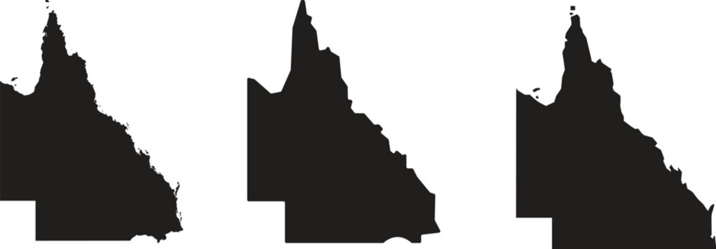 Australian state Queensland map icon, black vector illustration, isolated