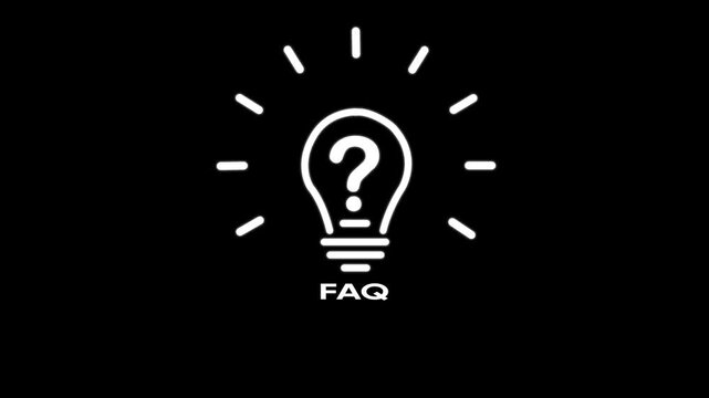 White Light Bulb with Question Mark and F A Q Text on Black Background Symbolizing Ideas and Frequently Asked Questions