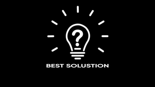 Solution concept with light bulb and question mark symbolizing ideas and innovation on black background for business and education