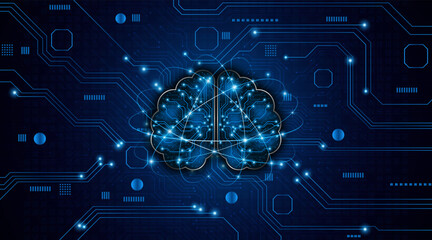 Obraz premium The concept of brain circuit technology. A circuit board of an artificial electronic neural network. Future digital learning.