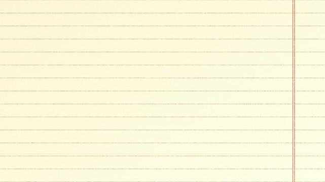 A calm looping animation of aged, lined notebook paper with a red margin, featuring subtle drifting scratches and dirt across the frame, like a quiet page waiting for ideas