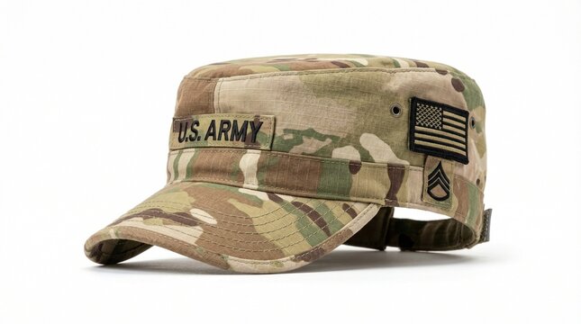 Army patrol cap isolated on white background