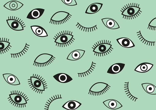 Eyes open and shut, conceptual illustration
