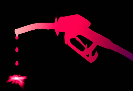 Pump and drips of fuel, illustration