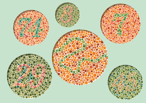 Ishihara colour blindness test, illustration