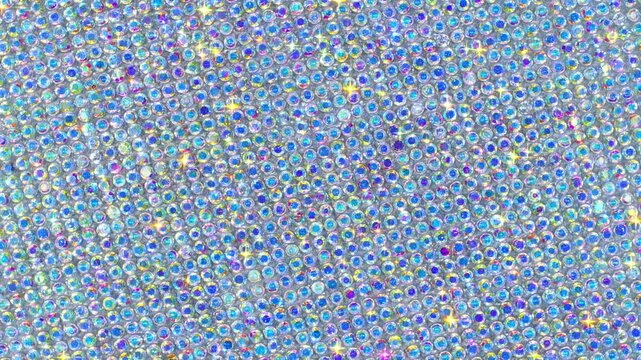 Seamless Rotating Sparkling Crystals. Macro video of faceted rhinestones with intense bright star flares and smooth rotational camera movement on light surface in true seamless loop.