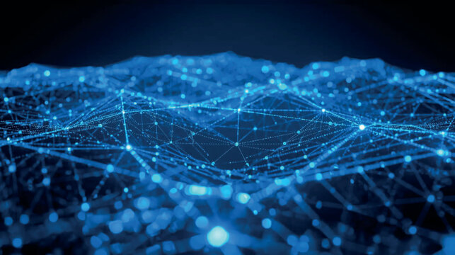 Abstract Futuristic Tech Mesh Background with Glowing Blue Data Network