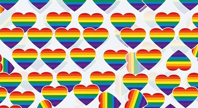 Rainbow heart pattern abstract background design for love and equality