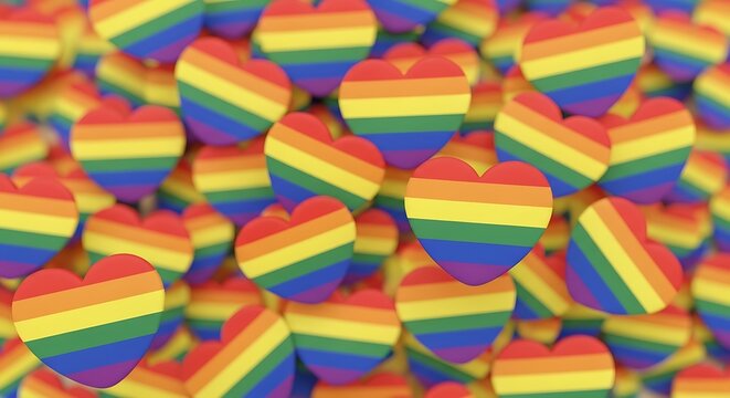 Rainbow hearts displaying pride symbolism for diversity and inclusion