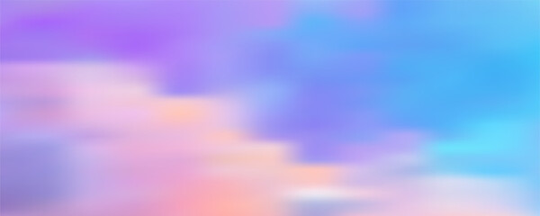 Obraz premium Dreamy pastel sky background featuring rainbow gradient clouds and twinkling stars. Soft evening atmosphere with fluffy textures ideal for princess-themed creative projects.