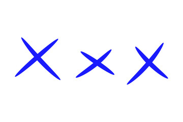 Fototapeta premium バツマークアイコンセット 手書き風NGチェック記号イラスト素材 青