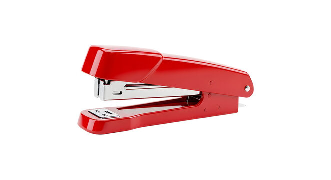 Red stapler isolated on transparent background