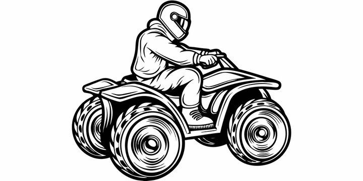 ATV Quad Bike Rider Illustration - Off-Road Extreme Sports Vector Sketch