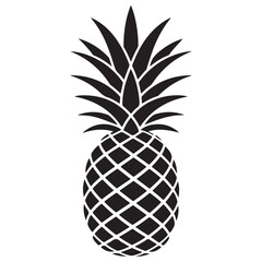 Fototapeta premium A striking black silhouette of a pineapple with detailed texture and spiky leaves silhouette
