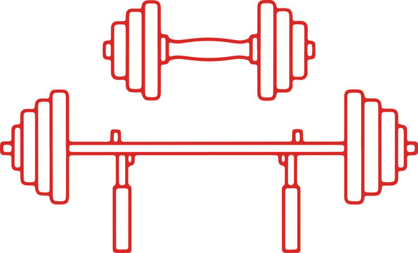 Illustration of barbells in different configurations for weightlifting exercises