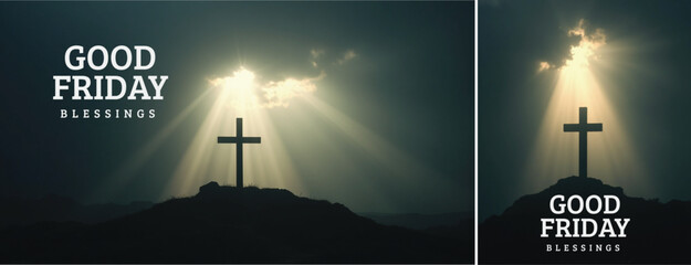 Elegant Good friday with cross background, Good friday holy week background for banner and social meida template  © Ftch.