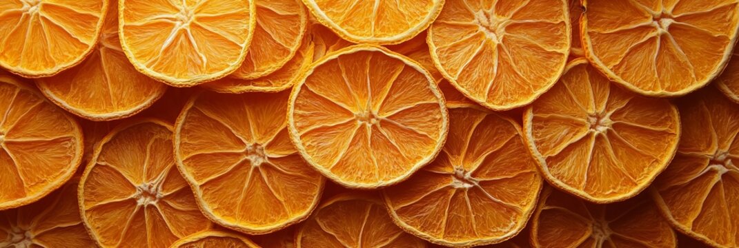 Stunning High Resolution Dried Sunkist Mandarins in Geometric Pattern Displaying Citrus Slices