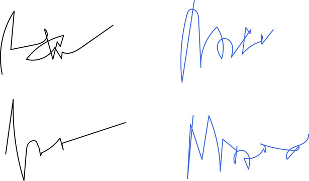 Signatures. Vector isolated collection. Handwritten signature. Abstract autograph. 