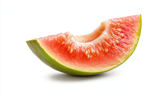 Vibrant slice of juicy pink guava showcases its rich color and texture, perfect for fresh dishes or healthy snacks