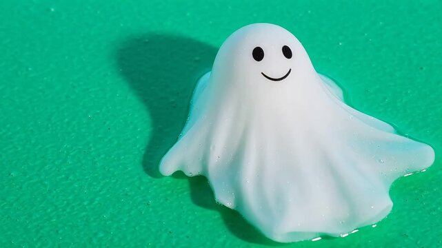 White ghost figure on green surface