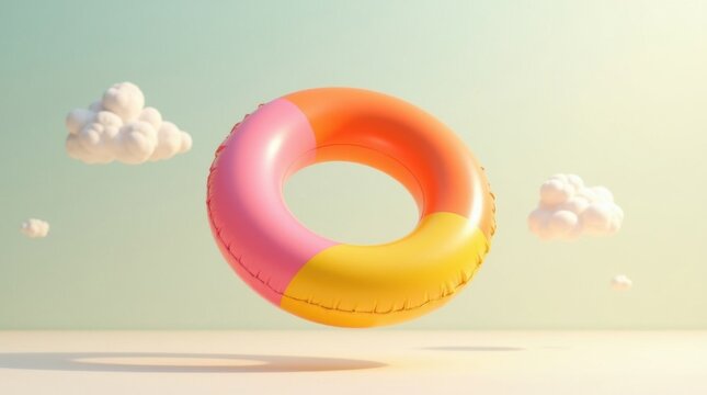 Flotador inflable para piscina con colores brillantes, llamativos y vibrantes que flota en el aire
