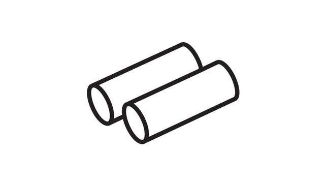 Two cylindrical paper towel rolls with black outline and white fill on a white background, viewed from an isometric perspective.