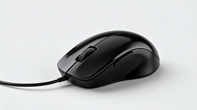 Black computer mouse on white surface