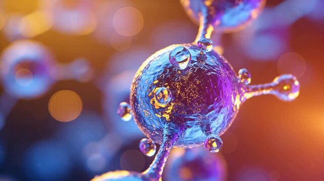 Molecular structure with glowing elements