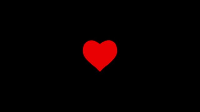 Hearts beating black screen animation. Red heart shape symbol animation with beating pulse effect. Happy Valentine's Day Celebration. heat pulse animation background.
