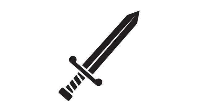 Sword icon with a sharp blade and simple hilt, representing combat, history, or fantasy themes. featuring weapon, steel, medieval with knight and