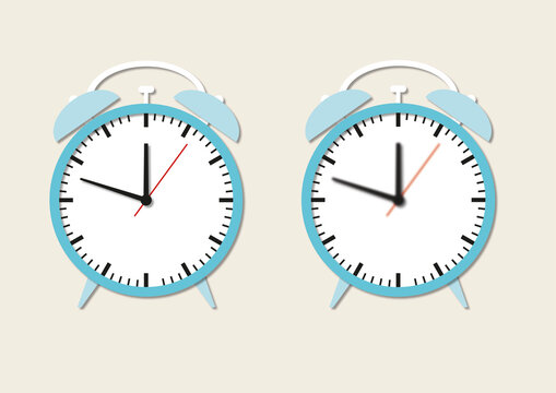 Alarm clocks, illustration.